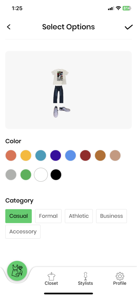 Describing the outfit we made in the Hems app